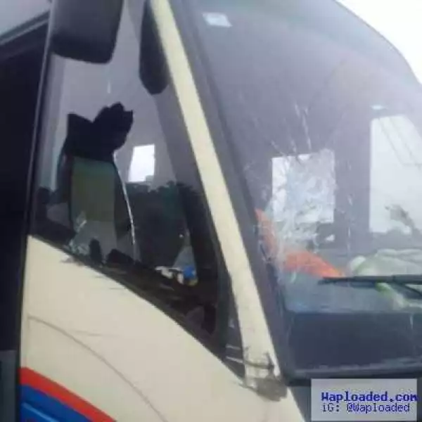 Photos: Armed robbers attack Chisco bus at Shagamu, strip passengers of valuables